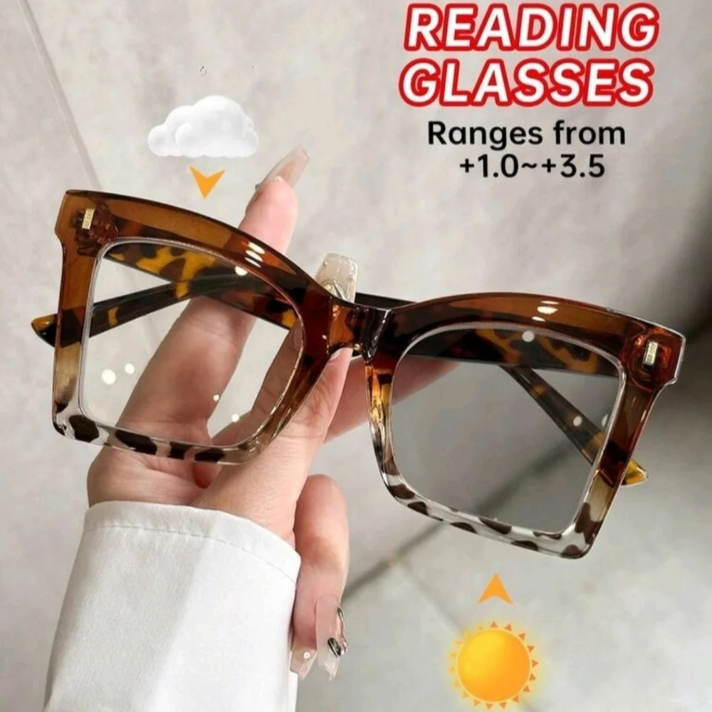 NEW Brown Oversize Fashion Transitional Reading (1.00) Glasses